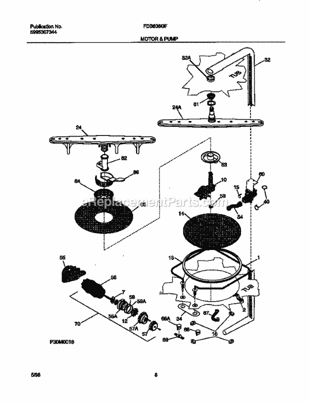 Frigidaire FDB636GFR5 Frigidaire/Dw Motor & Pump Diagram