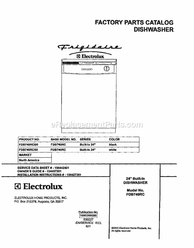 Frigidaire FDB740RCS0 Dishwasher Page B Diagram