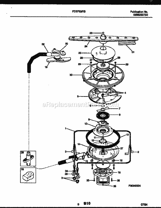 Frigidaire FDB765RBS0 Dishwasher Transmission Parts Diagram