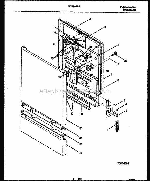 Frigidaire FDB765RBT0 Dishwasher Door Parts Diagram