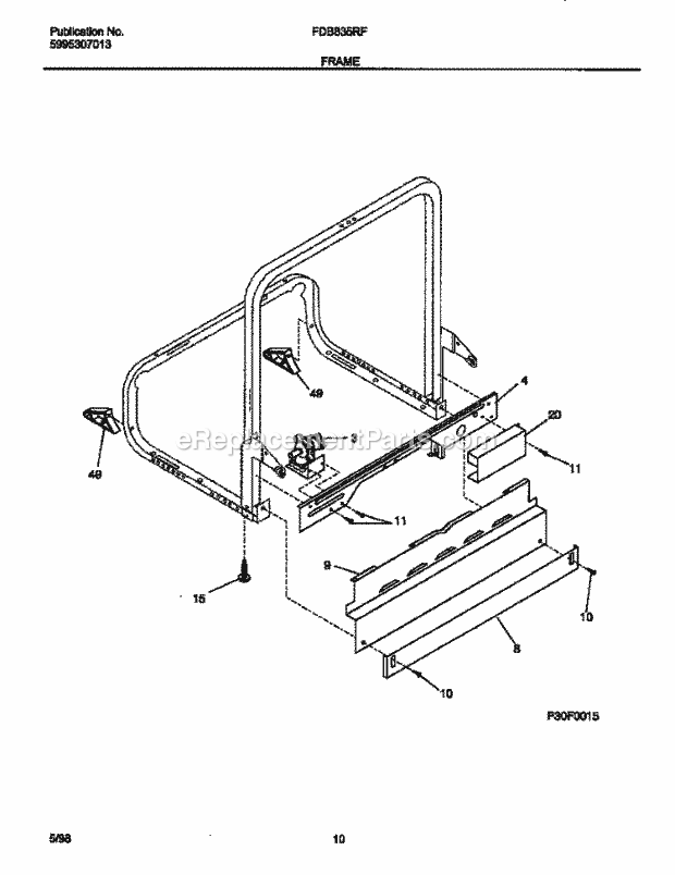 Frigidaire FDB835RFS0 Electric Frigidaire/Elec Wall Oven Frame Diagram