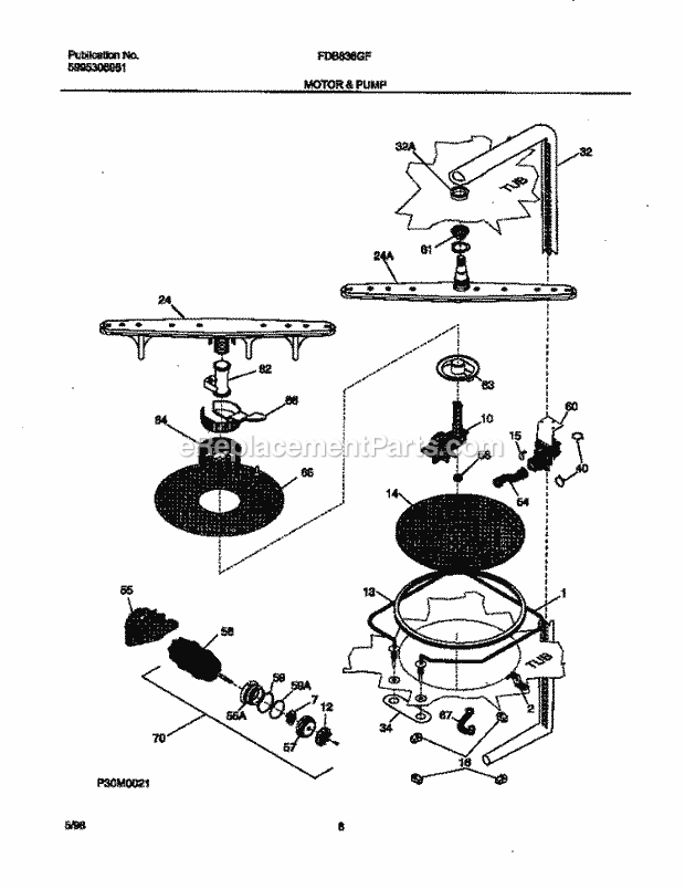 Frigidaire FDB836GFB4 Dishwasher Motor Diagram