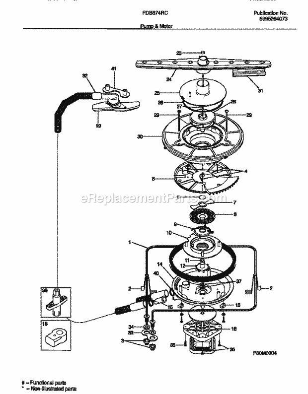 Frigidaire FDB874RCB0 Dishwasher Pump and Motor Diagram