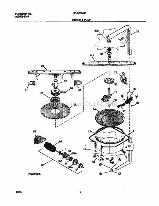 Frigidaire FDB979GFC2 Frigidaire/Dishwasher Motor & Pump Diagram