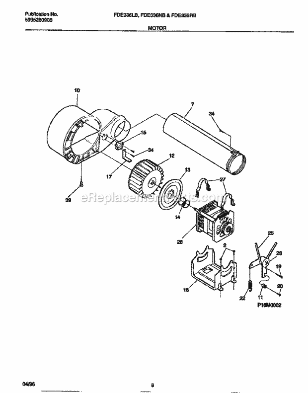 Frigidaire FDE336LBS2 Residential Frigidaire Electric Dryer Motor Diagram