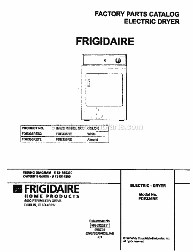 Frigidaire FDE336RES2 Residential Frigidaire/Fs Dryer Page F Diagram