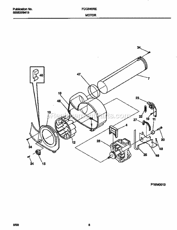 Frigidaire FDG546RES2 Residential Frigidaire/Dryer Motor Diagram