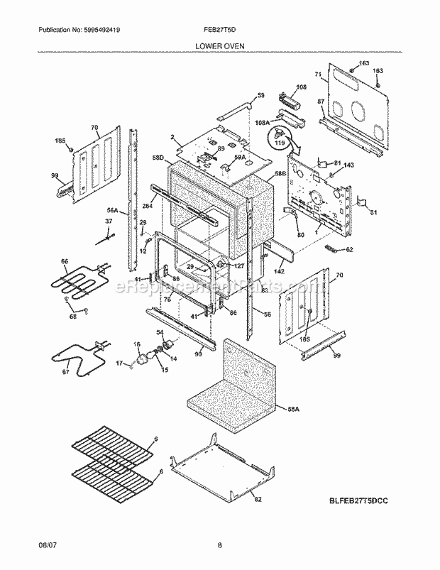 Frigidaire FEB27T5DSE Built-In, Electric Electric Oven Lower Oven Diagram