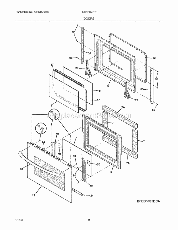 Frigidaire FEB27T6DCC Built-In, Electric Electric Oven Doors Diagram