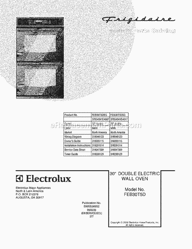 Frigidaire FEB30T5DBG Range Page B Diagram