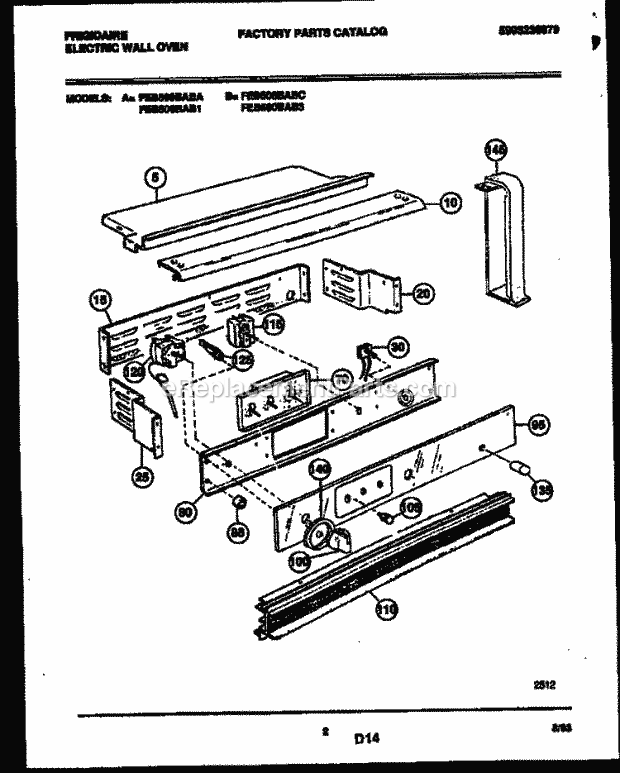 Frigidaire FEB500BAB1 Built-In, Electric Electric Wall Oven Control Panel Diagram