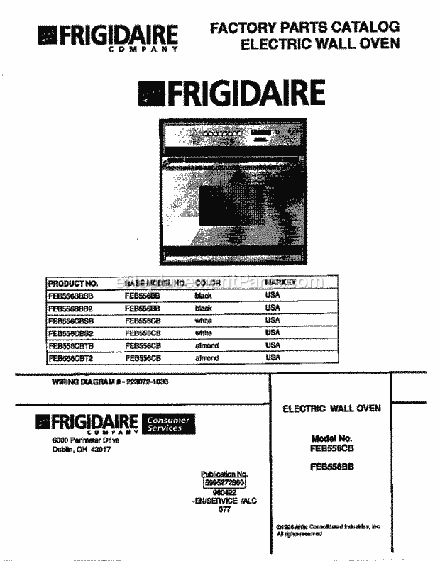 Frigidaire FEB556CBT2 Built-In, Electric Frigidaire Electric Wall Oven Page C Diagram