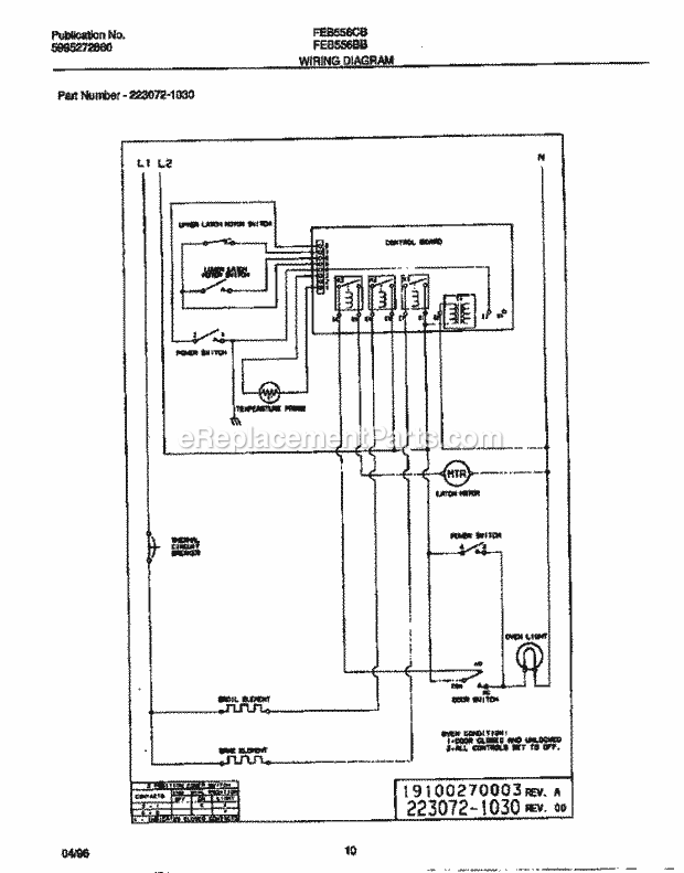 Frigidaire FEB556CBT2 Built-In, Electric Frigidaire Electric Wall Oven Page E Diagram