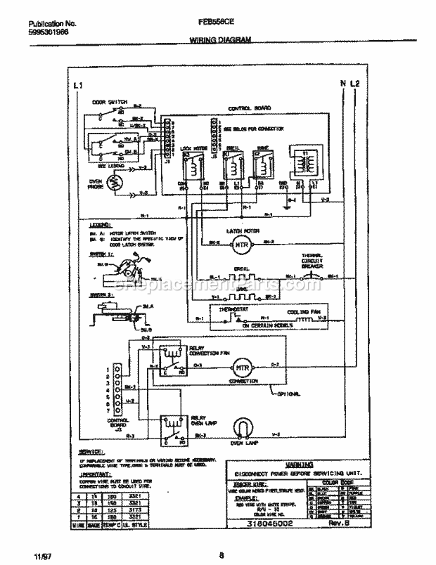 Frigidaire FEB556CEBE Built-In, Electric Frigidaire Electric Wall Oven Page E Diagram