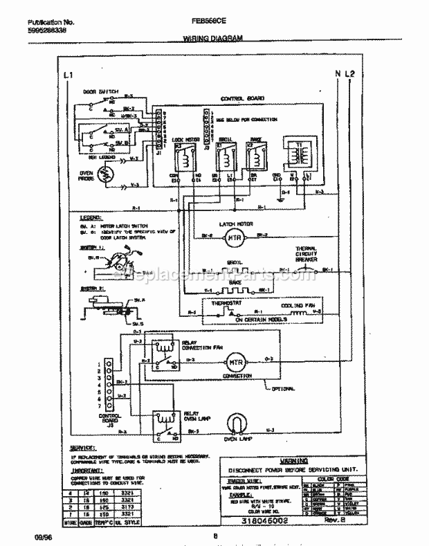 Frigidaire FEB556CESB Built-In, Electric Frigidaire Electric Wall Oven Page E Diagram