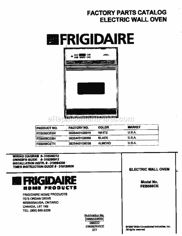 Frigidaire FEB556CETH Built-In, Electric Electric Wall Oven Page C Diagram