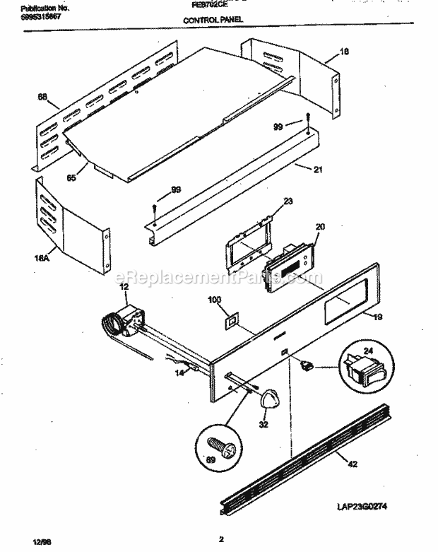 Frigidaire FEB702CESF Frg(V3) / Wall Oven Control Panel Diagram