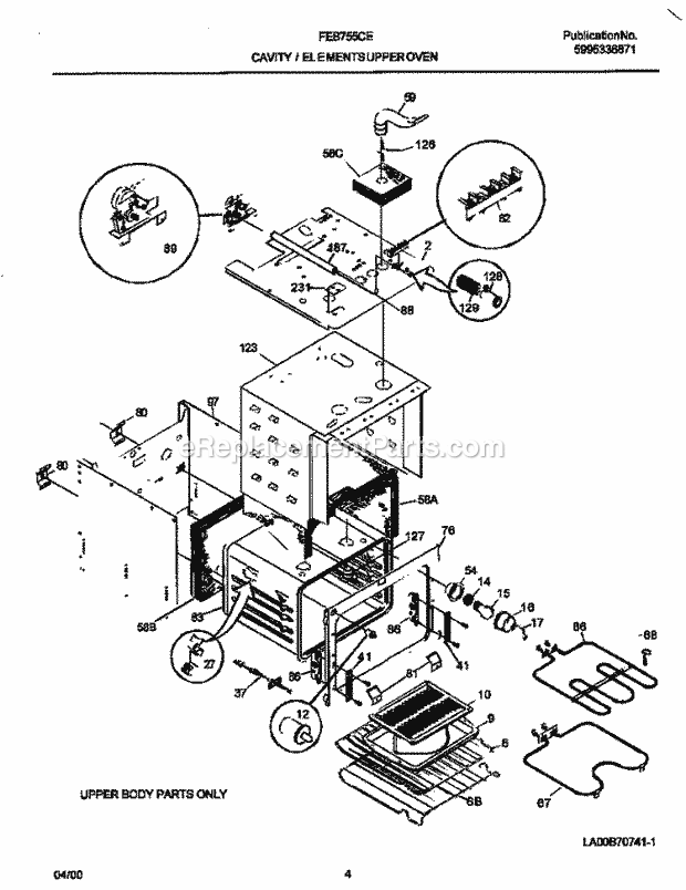 Frigidaire FEB755CEBH Frg(V1) / Wall Oven Upper Oven Diagram