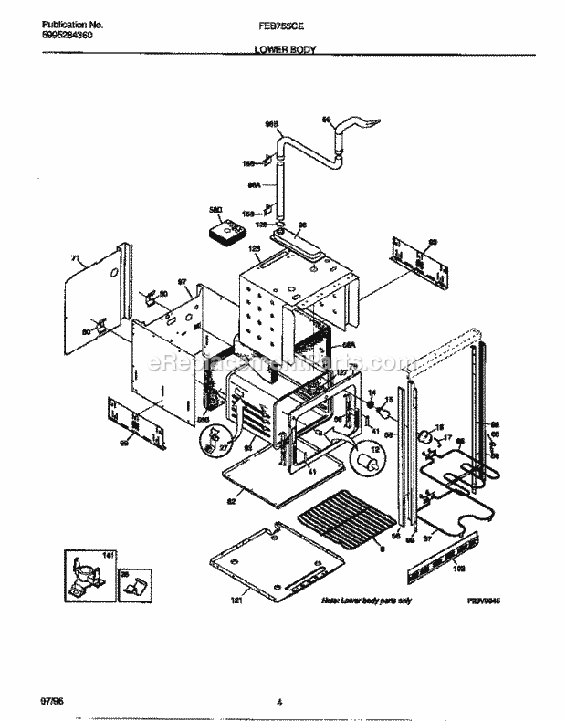Frigidaire FEB755CESA Built-In, Electric Frigidaire Electric Wall Oven Lower Body Diagram