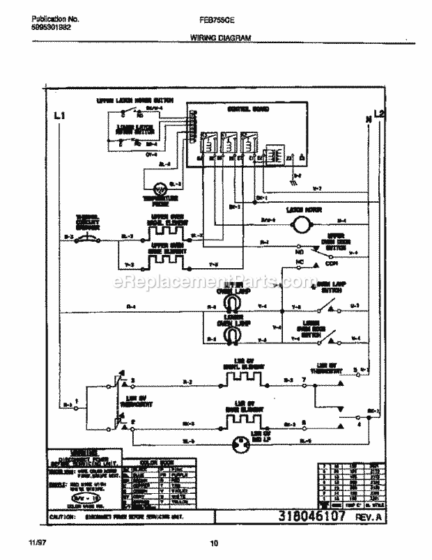 Frigidaire FEB755CESD Built-In, Electric Frigidaire Electric Wall Oven Page F Diagram