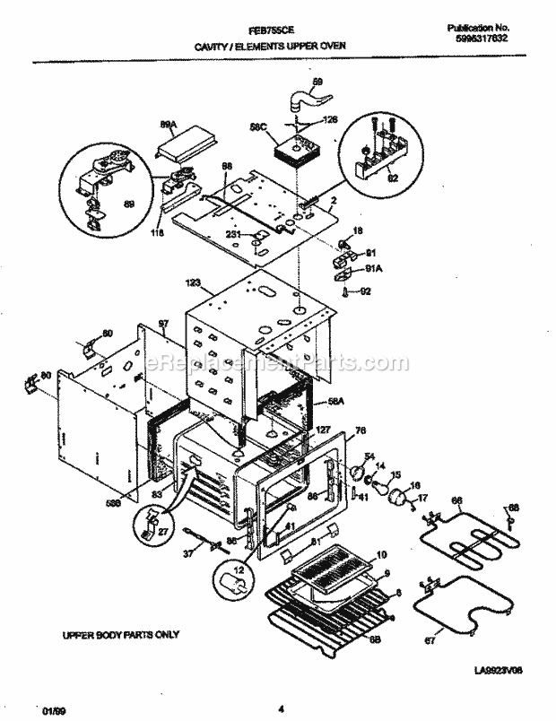 Frigidaire FEB755CESF Electric Frigidaire/Electric Wall Oven Cavity / Elements Upper Oven Diagram