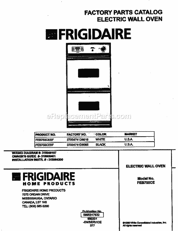 Frigidaire FEB755CESF Electric Frigidaire/Electric Wall Oven Page D Diagram