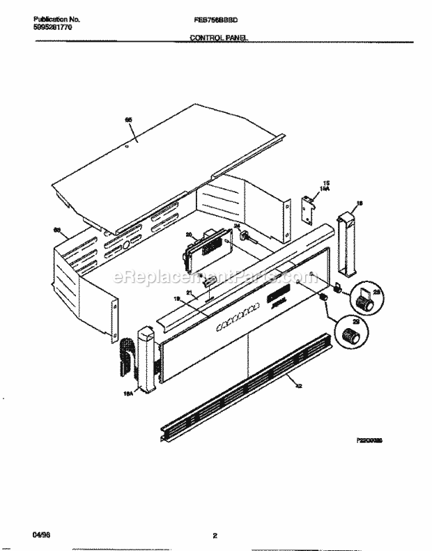 Frigidaire FEB756BBBD Electric Frigidaire Electric Wall Oven Control Panel Diagram