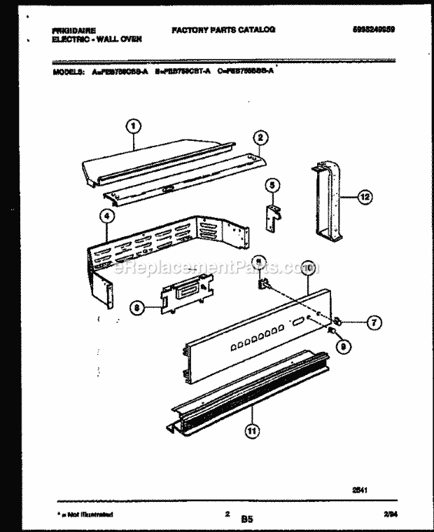 Frigidaire FEB756CBSA Electric Electric Wall Oven Control Panel Diagram