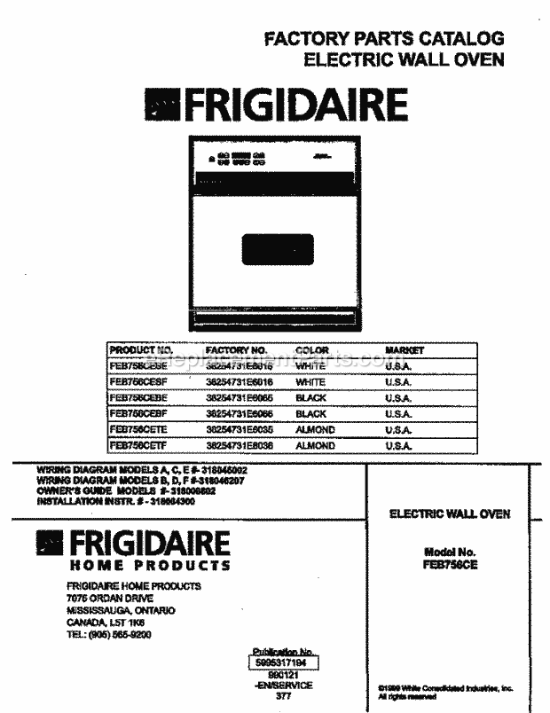 Frigidaire FEB756CEBE Electric Frigidaire/Elec Wall Oven Page C Diagram