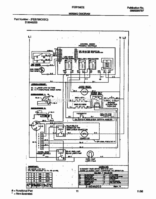 Frigidaire FEB756CESC Electric Frigidaire Electric Wall Oven Page F Diagram