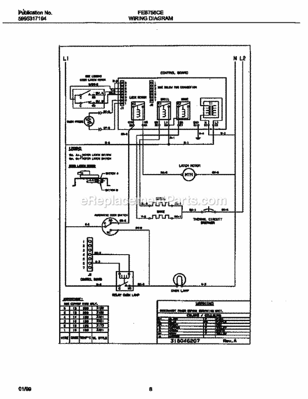 Frigidaire FEB756CESE Electric Frigidaire/Elec Wall Oven Page E Diagram