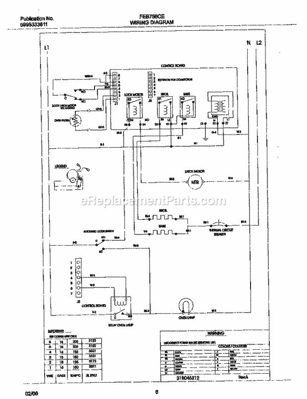 Frigidaire FEB756CESH Frg(V2) / Electric Wall Oven Page E Diagram