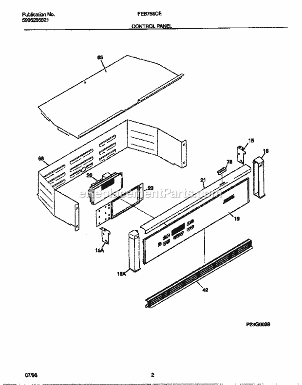 Frigidaire FEB756CETA Electric Frigidaire Electric Wall Oven Control Panel Diagram