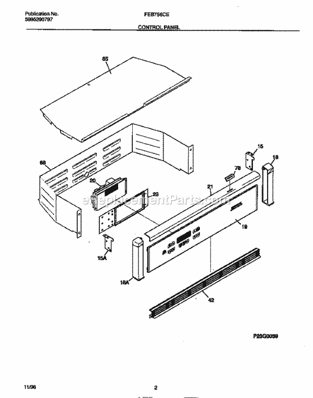 Frigidaire FEB756CETB Electric Frigidaire Electric Wall Oven Control Panel Diagram