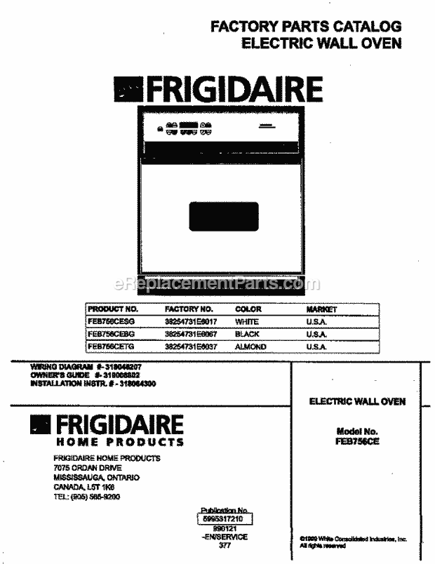 Frigidaire FEB756CETG Electric Frigidaire/Elec Wall Oven Page C Diagram