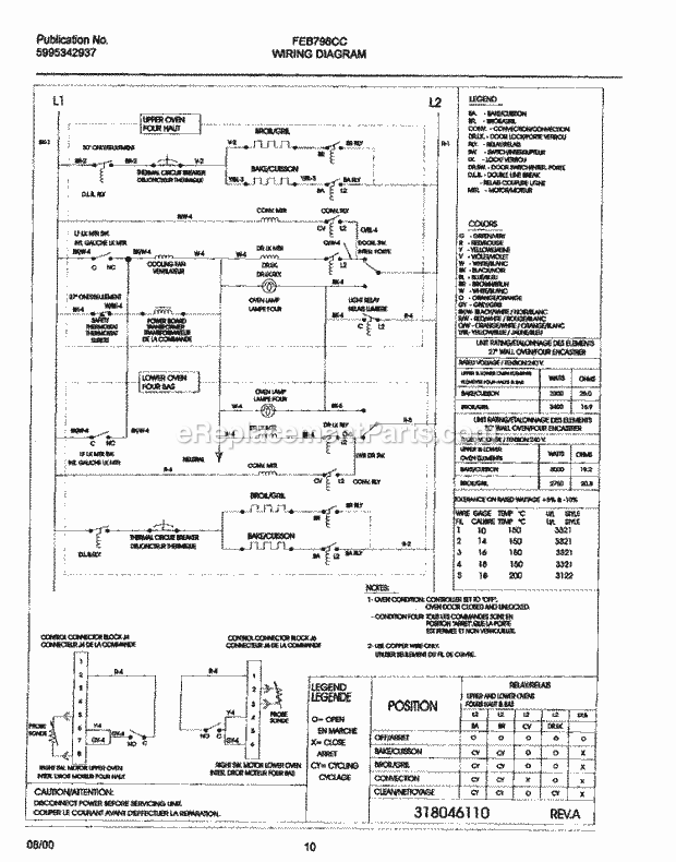 Frigidaire FEB798CCBE Frg/Electric Wall Oven Page F Diagram