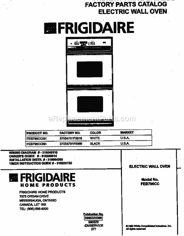 Frigidaire FEB798CCBH Built-In, Electric Frigidaire/Elec Wall Oven Page B Diagram