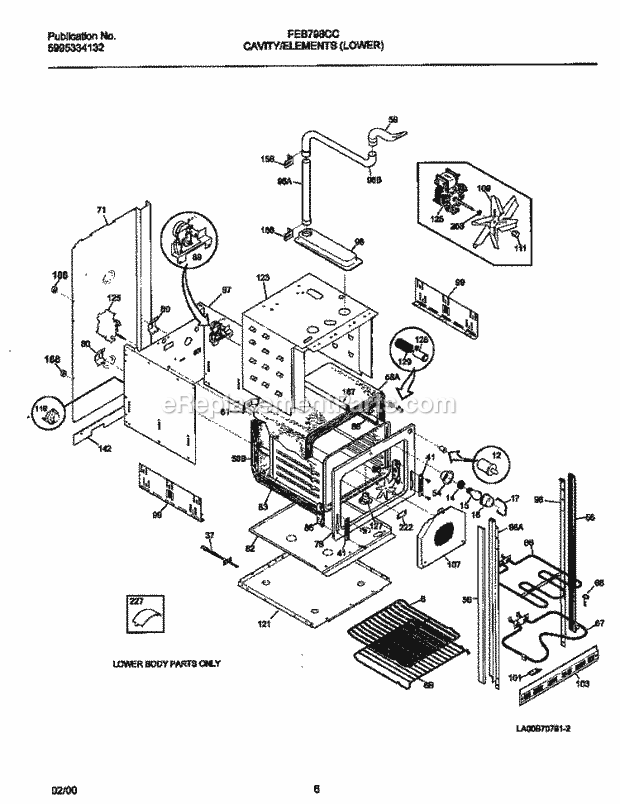 Frigidaire FEB798CCBI Frg(V1) / Electric Wall Oven Lower Cavity / Elements Diagram