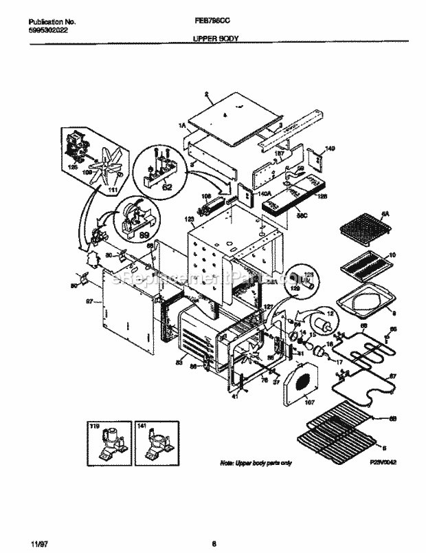 Frigidaire FEB798CCTG Built-In, Electric Frigidaire Electric Wall Oven Upper Body Diagram