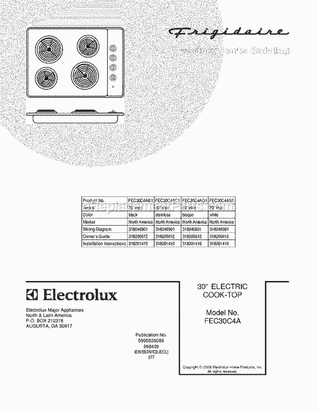 Frigidaire FEC30C4AC1 Range Page B Diagram