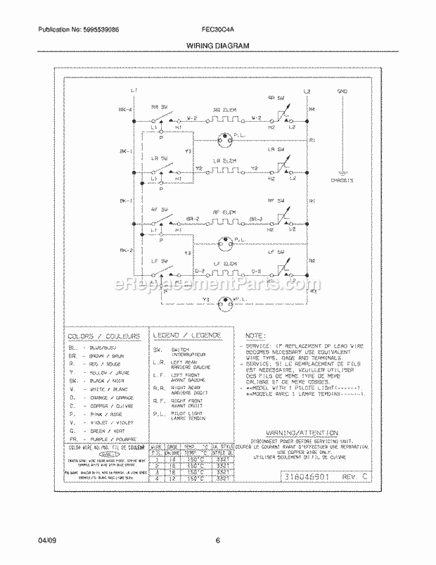 Frigidaire FEC30C4AC1 Range Page D Diagram
