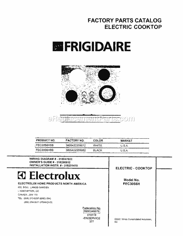 Frigidaire FEC30S6HSB Electric Electric Cooktop Page B Diagram
