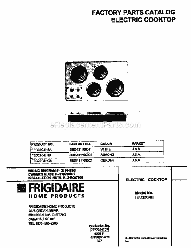 Frigidaire FEC32C4HTA Electric Electric Cooktop Page B Diagram
