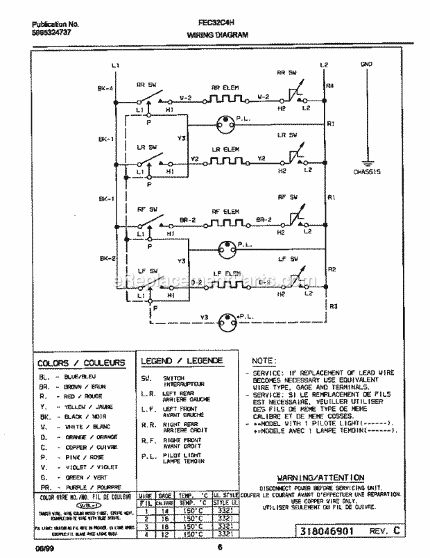 Frigidaire FEC32C4HTA Electric Electric Cooktop Page D Diagram