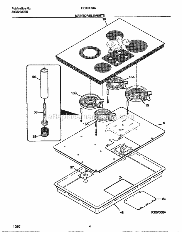 Frigidaire FEC3X7XABB Electric Frigidaire Electric Cooktop Main Top / Elements Diagram