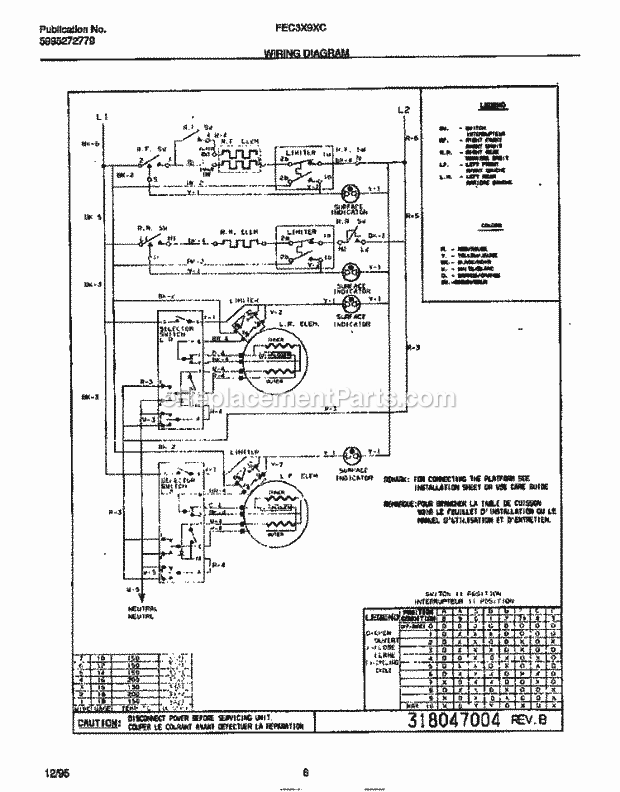 Frigidaire FEC3X9XCB1 Electric Frigidaire Electric Cooktop Page D Diagram