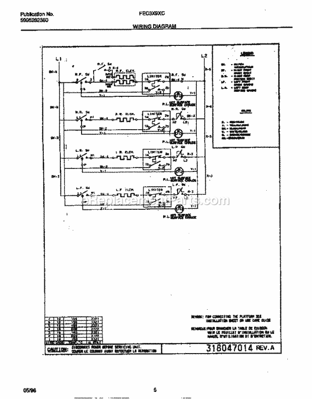 Frigidaire FEC3X9XCBD Electric Frigidaire Electric Cooktop Page D Diagram