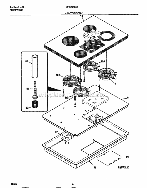 Frigidaire FEC3X9XCT2 Frg(V5) / Electric Cooktop Main Top / Body Diagram