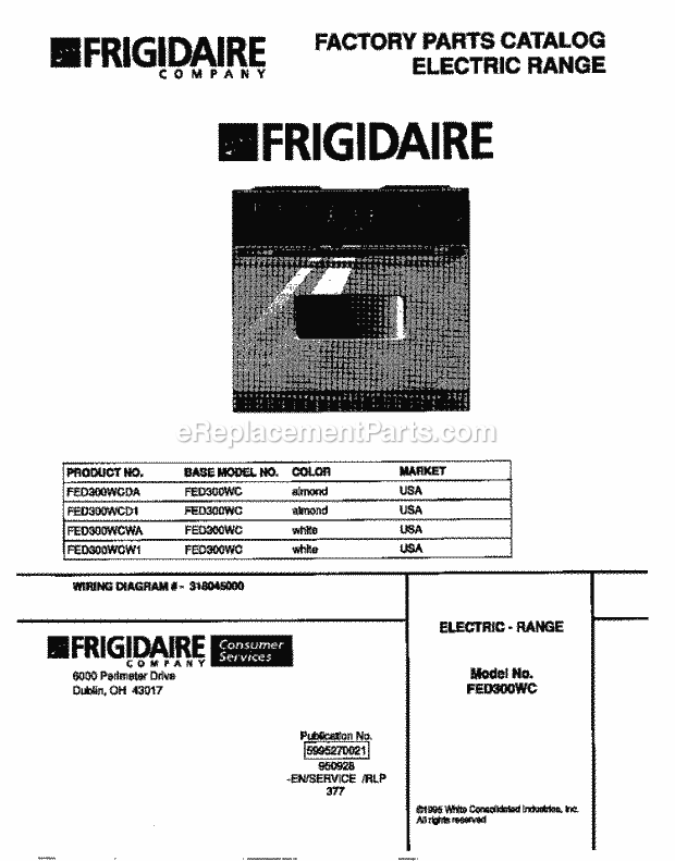 Frigidaire FED300WCDA Drop-In, Electric Electric Range Page C Diagram