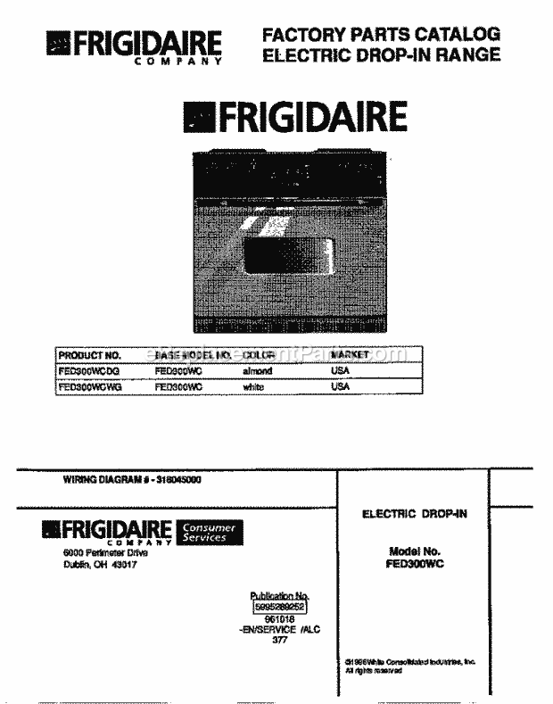 Frigidaire FED300WCDG Drop-In, Electric Electric Range Page C Diagram